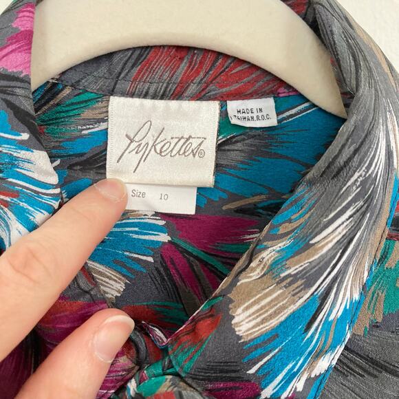 Vintage Pykettes Feather Blouse with Necktie - Picture 4 of 4